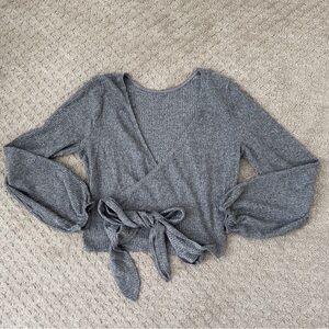 Hollister Gray Wrap Knit Sweatshirt